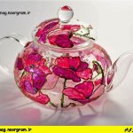 قوری شیشه ای طرح دار