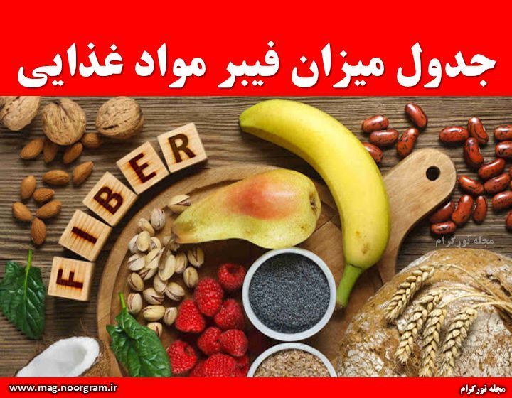 جدول میزان فیبر مواد غذایی