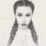 نقاشی سیاه قلم دختر